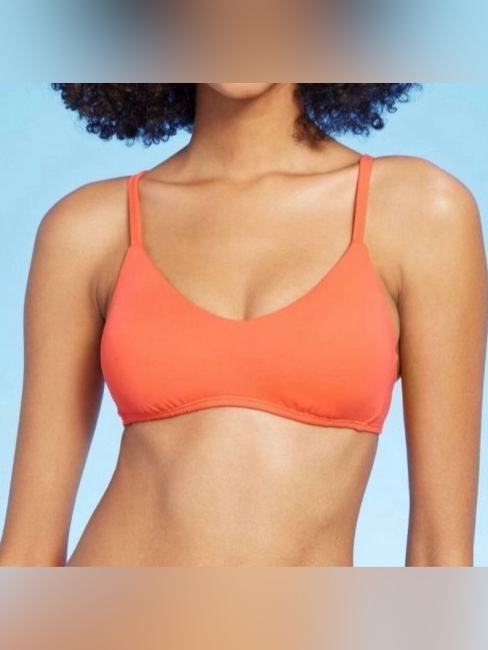 Shade & Shore Orange V-Neck Scoop Bralette Bikini Top